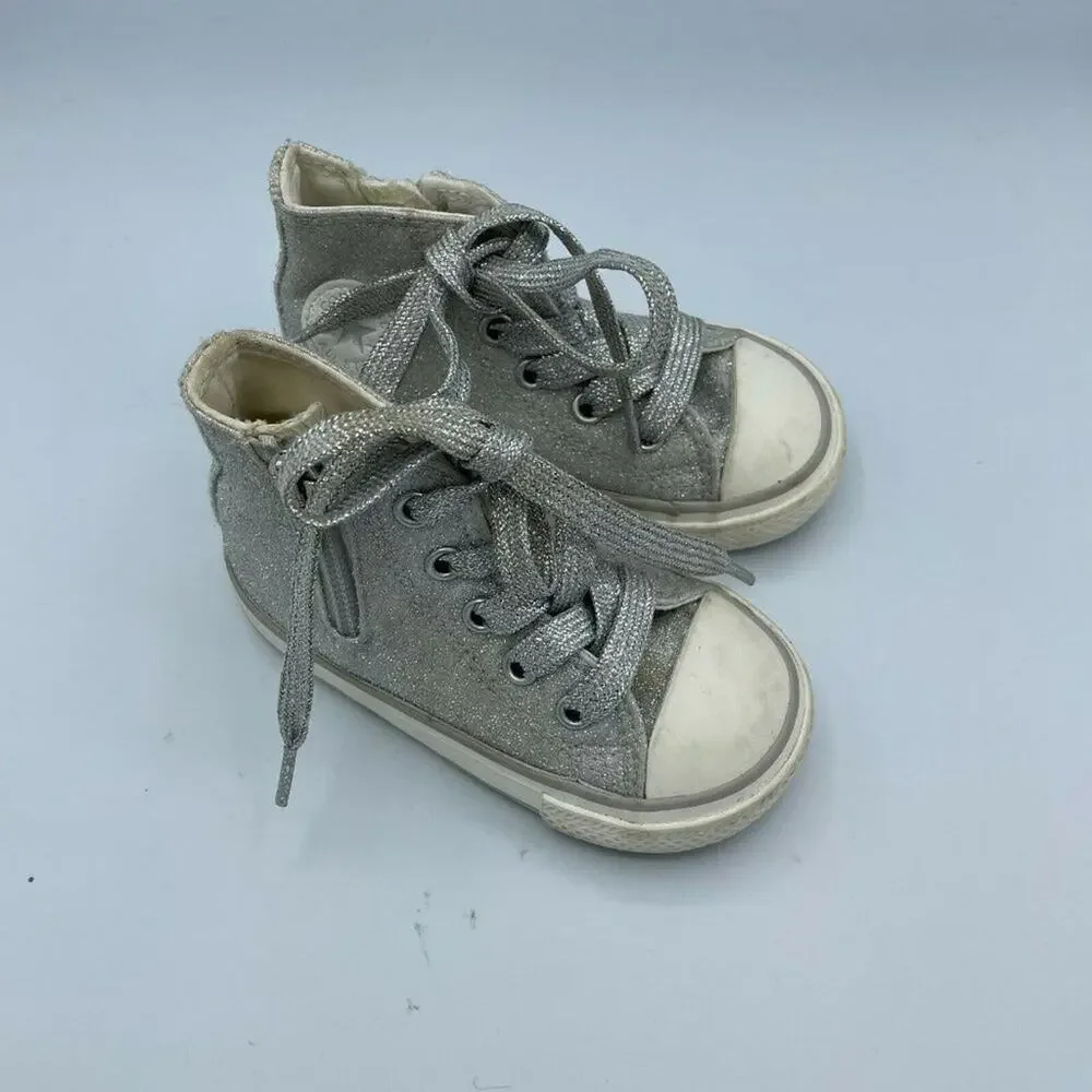 Converse Toddler Kids CT All Star 761008C Silver Lace Up Sneakers Shoes Size 5